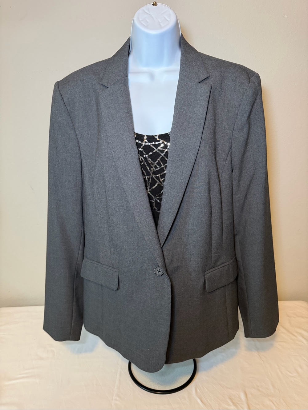 Worthington Women's Dark Gray Single-Button Blazer